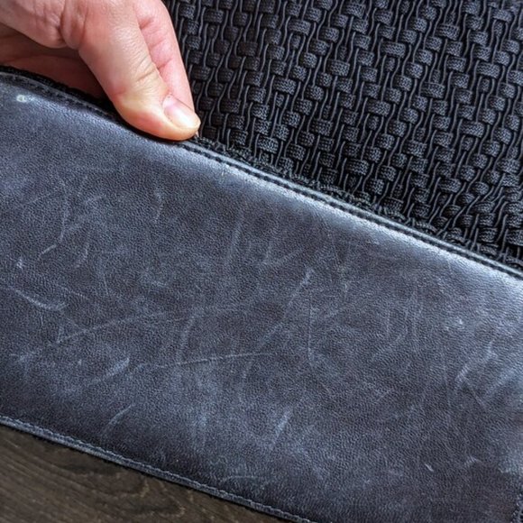 VINTAGE Leather & Woven Fabric Purse  Black Shoulder Bag Whimsygoth Mesh 90s - Picture 10 of 10